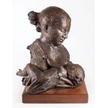 Bill Binnings (American/Louisiana, 20th c.) , "Mother and Child (The Seed Bearer Series)", bronze,