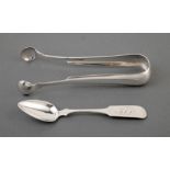 Virginia Coin Silver Sugar Tongs , William Mitchell Jr. (1795-1852), Richmond, act. 1818-1845), l. 6