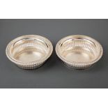 Pair of French Silverplate Wine Coasters , marked "20M LEVERAT" and with maker's mark, gadrooned