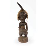 African Carved Wood Hermaphrodite Power Figure , probably Democratic Republic of the Congo,