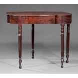 American Classical Carved Mahogany Games Table , early 19th c., Philadelphia, shaped fold-over