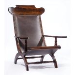 New Orleans Carved Mahogany Campeche Chair , dated 1978, signed "Kohlmaier & Kohlmaier", shaped