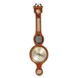 George III Inlaid Mahogany Barometer , early 19th c., signed "Fontana/ Kettering/ Warranted", fitted