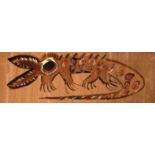 Jimmie Lee Sudduth (American/Alabama, 1910-2007) , "Alligator", oil on plywood, pencil-signed