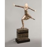 Attributed to Ferdinand Preiss (German, 1882-1943) , "The Skater", silvered bronze, unsigned, h. 9