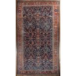 Large Antique Persian Carpet . blue ground, red border, overall stylized floral design, 11 ft. 11