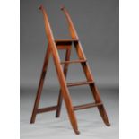 English Mahogany Library Ladder , scrolled stiles, easel support, h. 53 3/4 in., w. 18 in., d. 28