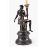 French Patinated Bronze "Bon Sauvage" Figure , 19th c., figure holding a quiver, with pearl earrings