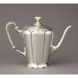 American Art Deco Sterling Silver Teapot , Watson "Lotus" pattern, h. 7 7/8 in., wt. 28.55 troy