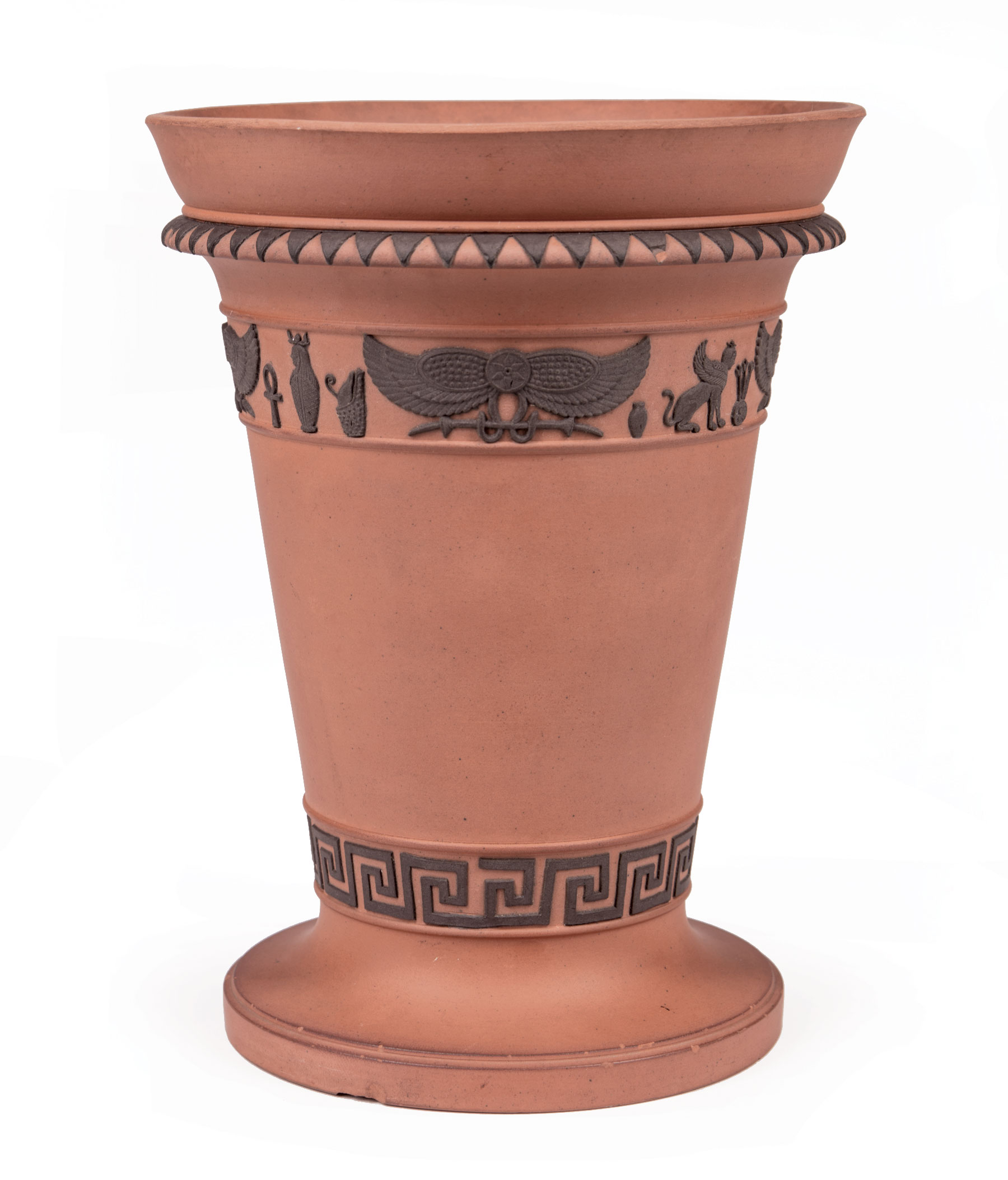 Wedgwood Rosso Antico Beaker Vase , c. 1805, impressed uppercase mark and 'RK', Egyptianesque