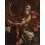 Continental School, 19th c ., "Saint Jerome", oil on canvas, unsigned, 37 1/2 in. x 29 1/2 in.,
