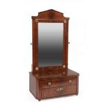 Antique Regency-Style Gilt Metal-Mounted and Inlaid Mahogany Dressing Table Mirror , two drawers,