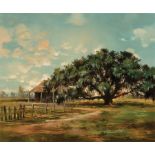 Robert Malcolm Rucker (American/Louisiana, 1932-2001) , "Poor Man's Plantation", oil on canvas,