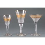 French St. Louis-Style Gilt Cut-Glass Stemware