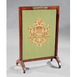 Empire Bronze-Mounted Walnut Firescreen , early 19th c., rectangular frame, later needlepoint with