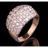 14 kt. Yellow Gold and Diamond Dome Ring , set with 56 round brilliant cut diamonds, total wt.