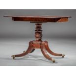 American Classical Carved and Brass-Mounted Mahogany Games Table , early 19th c., Boston, foldover