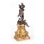 Patinated Bronze Figural Group of Perseus Defeating Medusa , h. 10 in., elaborately decorated gilt