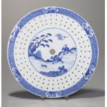 Chinese Export Blue and White Porcelain Mazarin , 18th c., Qianlong, decorated with a central hunt