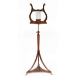 Continental Bronze-Mounted and Inlaid Mahogany Music Stand , 19th c., adjustable lyre shaped music