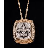 Tiffany & Co. 14 kt. Yellow Gold and Diamond "New Orleans Saints 2009 Championship" Pendant , bead-
