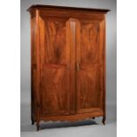 Louisiana Carved Cherrywood Armoire , early 19th c., later ogee cornice, flush panel doors, reeded