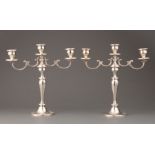 Pair of Gorham Sterling Silver "Melrose" Three-Light Candelabra , convertible to single