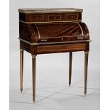 Louis XVI-Style Bronze-Mounted Mahogany Bonheur du Jour , late 19th c., rouge marble top,