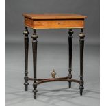 Napoleon III Marquetry and Brass Inlaid Rosewood Dressing Table , 19th c., floral inlaid hinged top,