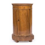 Continental Carved Mahogany Cylinder Commode , c. 1840, molded top, shaped frieze drawer, shaped