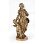 Bronze Figural Group of Nymph with Young Bacchus , h. 32 in., w. 13 in., d. 9 1/2 in . Provenance: