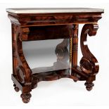 American Classical Gilt Stenciled and Inlaid Mahogany Pier Table , early 19th c., attr. to Anthony