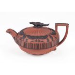 Wedgwood Rosso Antico Covered Teapot , c. 1805, impressed uppercase mark, Egyptianesque