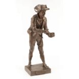 Continental Patinated Bronze Figure of "Bilboquet 300 Calembours 2 Sous" , after Andrée Wegl, titled