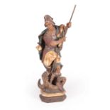 Continental Carved and Polychromed Wood Figure of St. George Slaying the Dragon , "Tiroler/