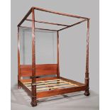 Irish Chippendale-Style Carved Mahogany Tester Bed , Baker "Stately Homes Collection", plain