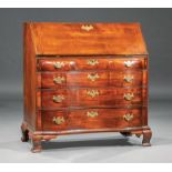 American Chippendale Carved Mahogany Fall-Front Desk , 19th c., fitted interior, serpentine case