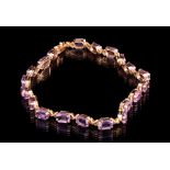 14 kt. Yellow Gold and Amethyst Flexible Bracelet , set with 20 hexagonal faceted amethysts, total