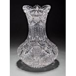 Large and Rare Libbey American Brilliant Cut Glass Vase , marked, h. 10 1/4 in., dia. 7 1/2 in .