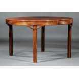 American Mahogany Extension Dining Table , labeled "Baker", bamboo motif, banded top, two leaves,