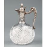 Imperial Russian Silver-Mounted Brilliant Cut Glass Claret Jug , 84 zolotnik mark (.875 fine), St.