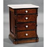 American Renaissance Carved Walnut Bedside Commode , late 19th c., marble top, anthemion carved