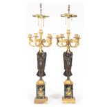 Pair of Empire Gilt and Patinated Bronze Five-Light Candelabra , 19th c., marked on base "RABIAT" (