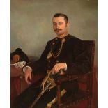 Georges Lemmers (Belgian, 1871-1944) , "Portrait of a Seated Military Officer", 1898, oil on canvas,