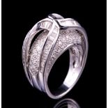 18 kt. White Gold and Diamond Ring , 107 pavé set round brilliant cut diamonds, total wt. approx.