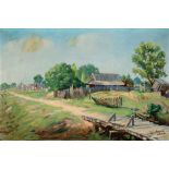 Peter Joseph Mars (American/New Orleans, 1874-1949) , "Settlement along the Levee", oil on canvas,