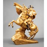 Henri Godet (French, 1863-1937) , "Napoleon Crossing the Alps", gilt and patinated bronze, signed