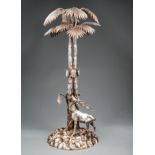 Antique English Silverplate Figural Centerpiece in the Style of Elkington , 19th c., with palm trees