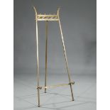 American Aesthetic Brass Easel , late 19th c., finialed crest rail, adjustable frame, square