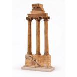 Grand Tour Sienna Marble Model of the Temple of Castor and Pollux , onyx base, h. 13 in., w. 6 1/4